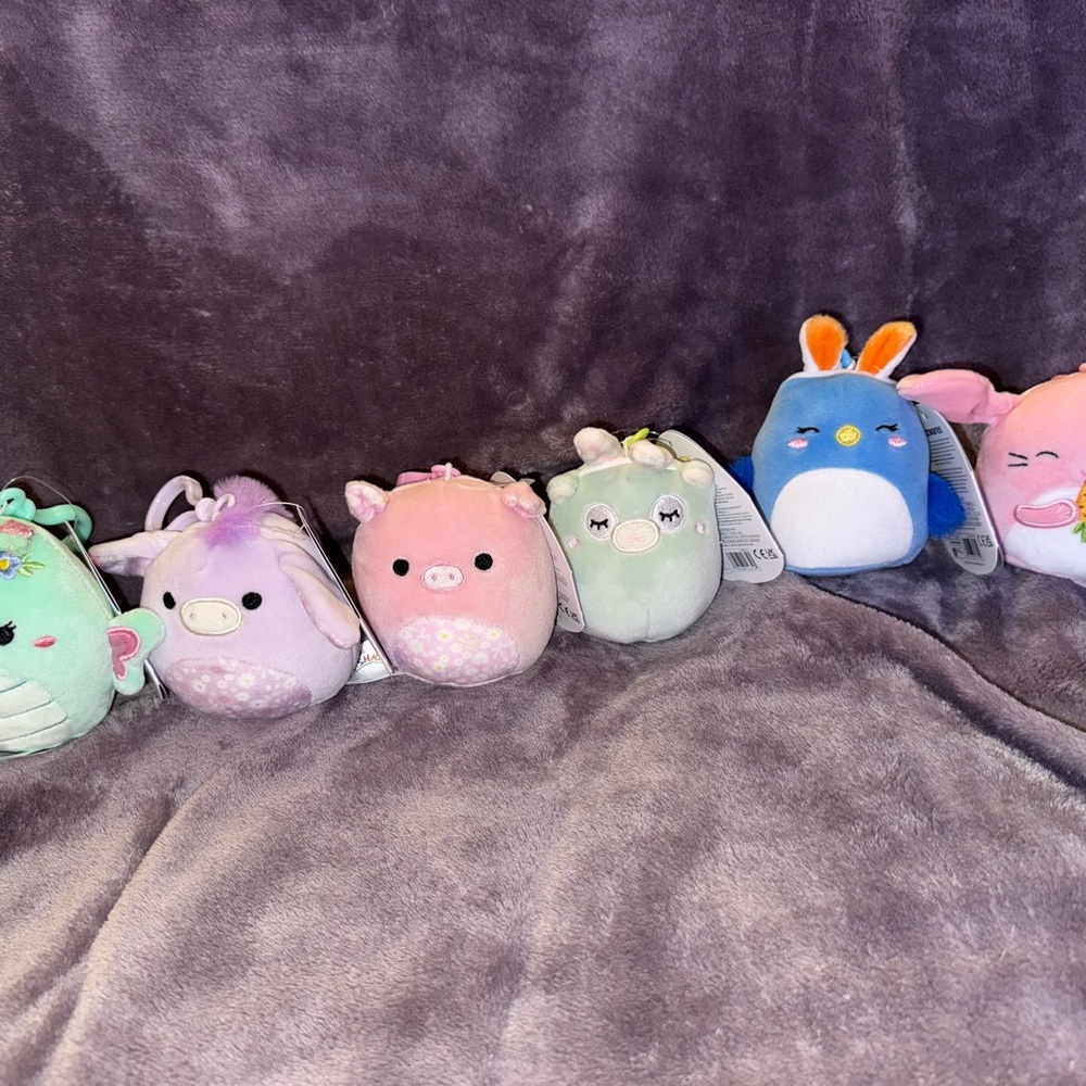 Easter Squishmallow Clips bundle butterfly, donkey, pig, llama, bluebird & bunny